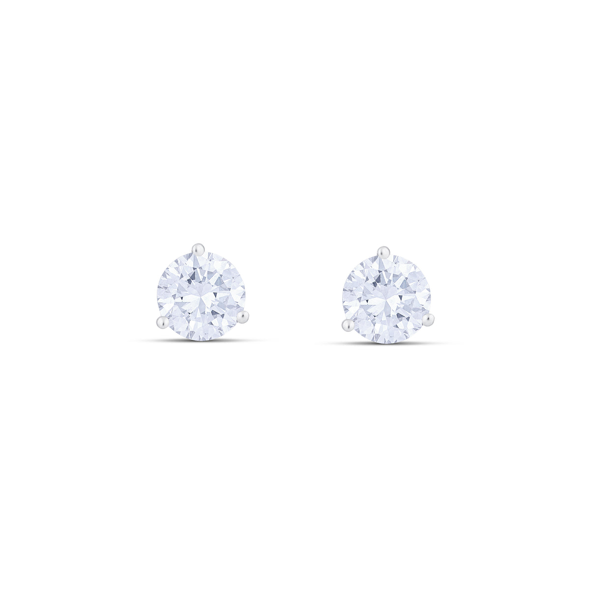 18k White Gold Three Prong Martini Round Diamond Stud Earrings 4.01cttw