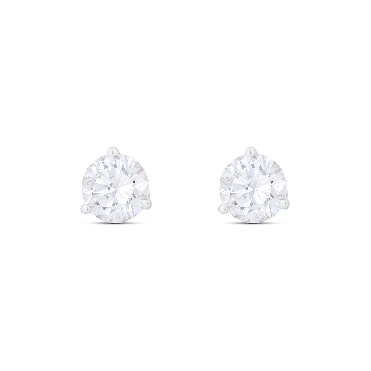 18k White Gold Three Prong Martini Round Diamond Stud Earrings 4.01cttw