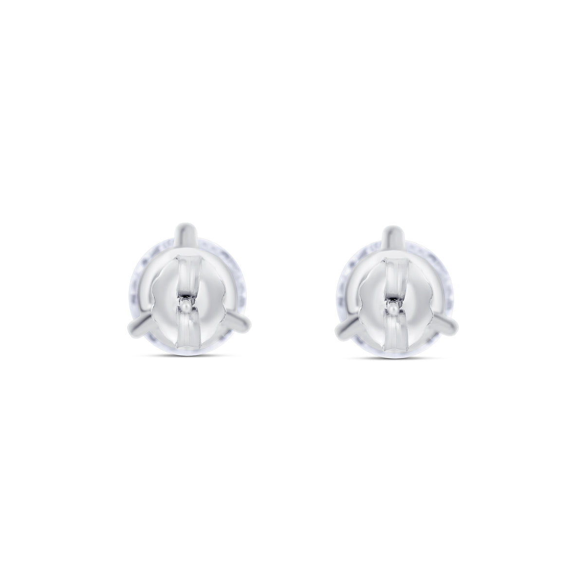 18k White Gold Three Prong Martini Round Diamond Stud Earrings 4.01cttw