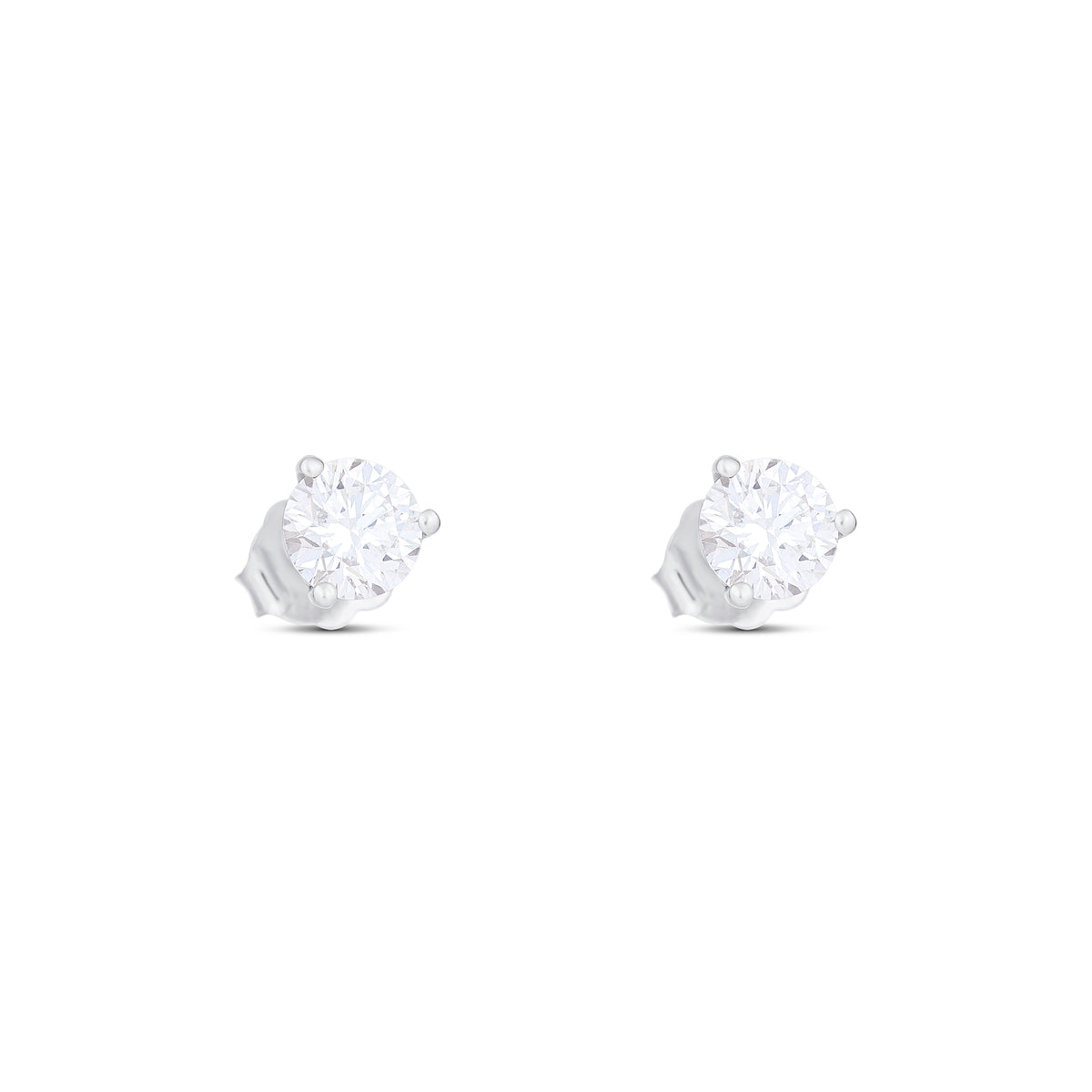 18K White Gold Round Diamond Stud Earrings 1.00cttw