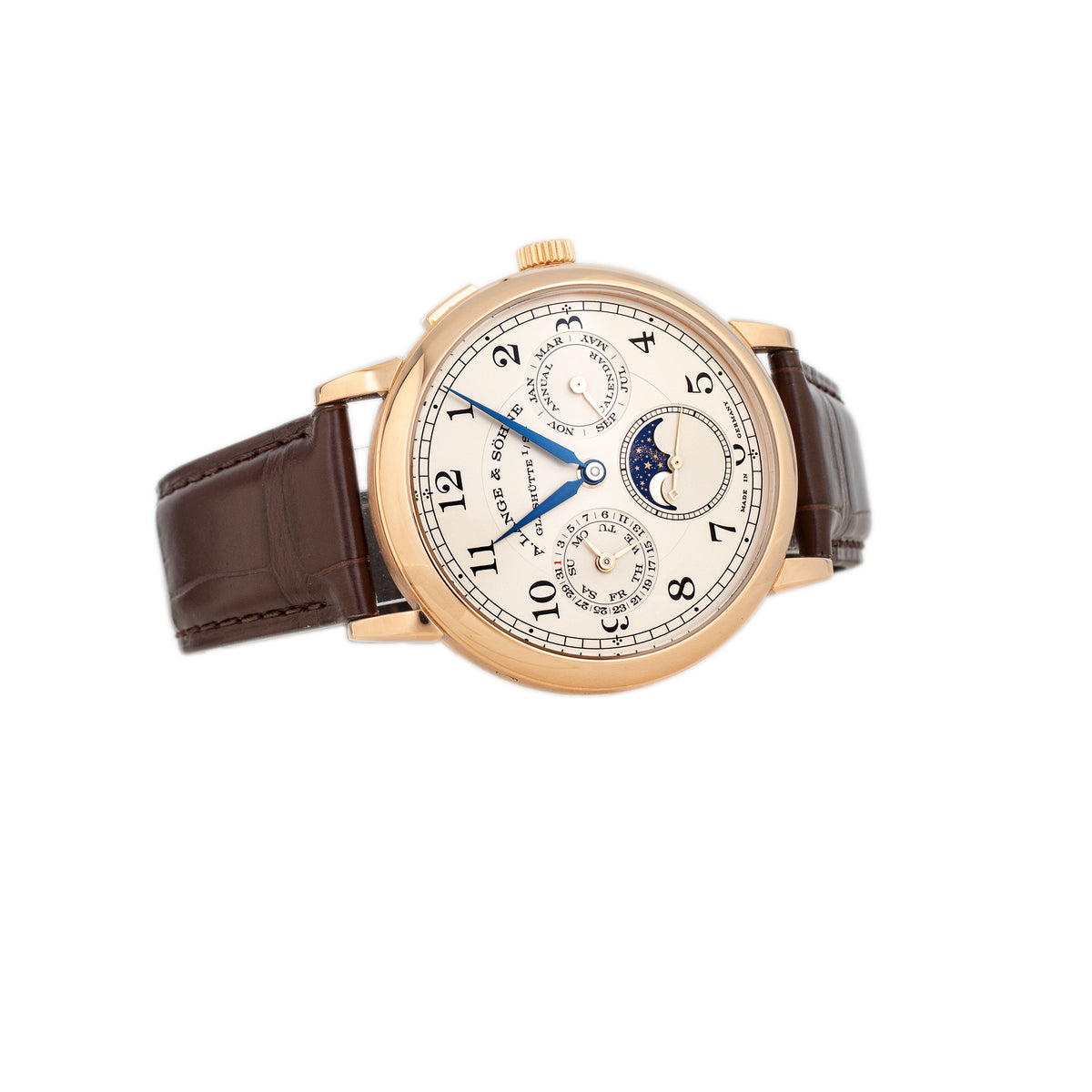 A. Lange & Sohne 1815 Annual Calendar Rose Gold Silver Dial 40mm 238.032 Full Set