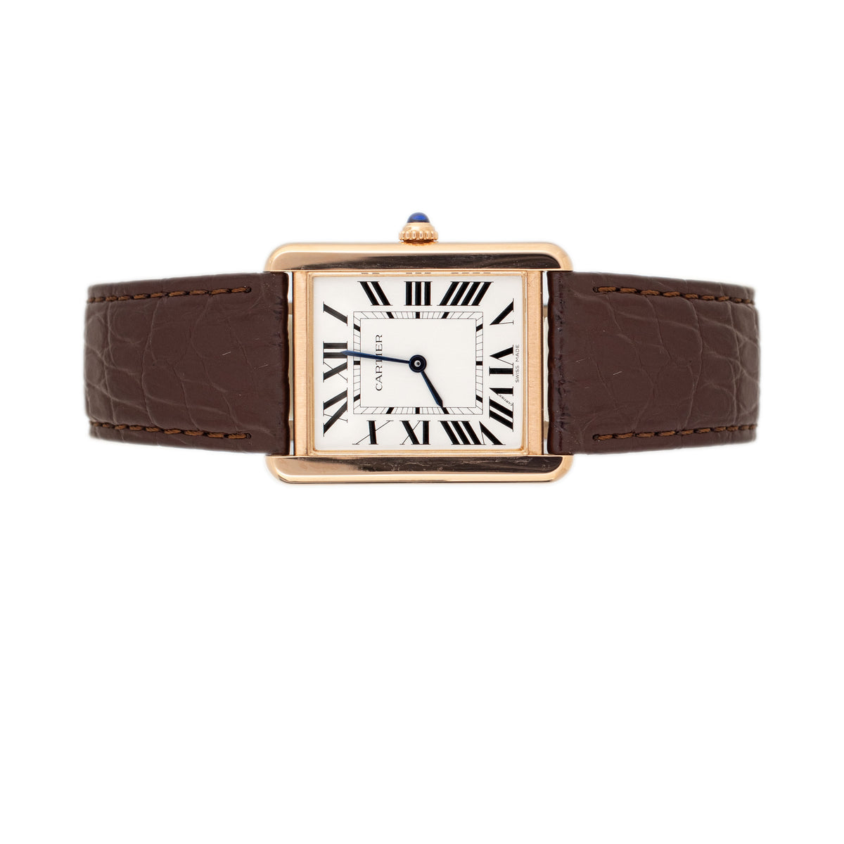 Cartier Tank Solo Rose Gold Silver Dial 34x27mm W5200025 Full Set
