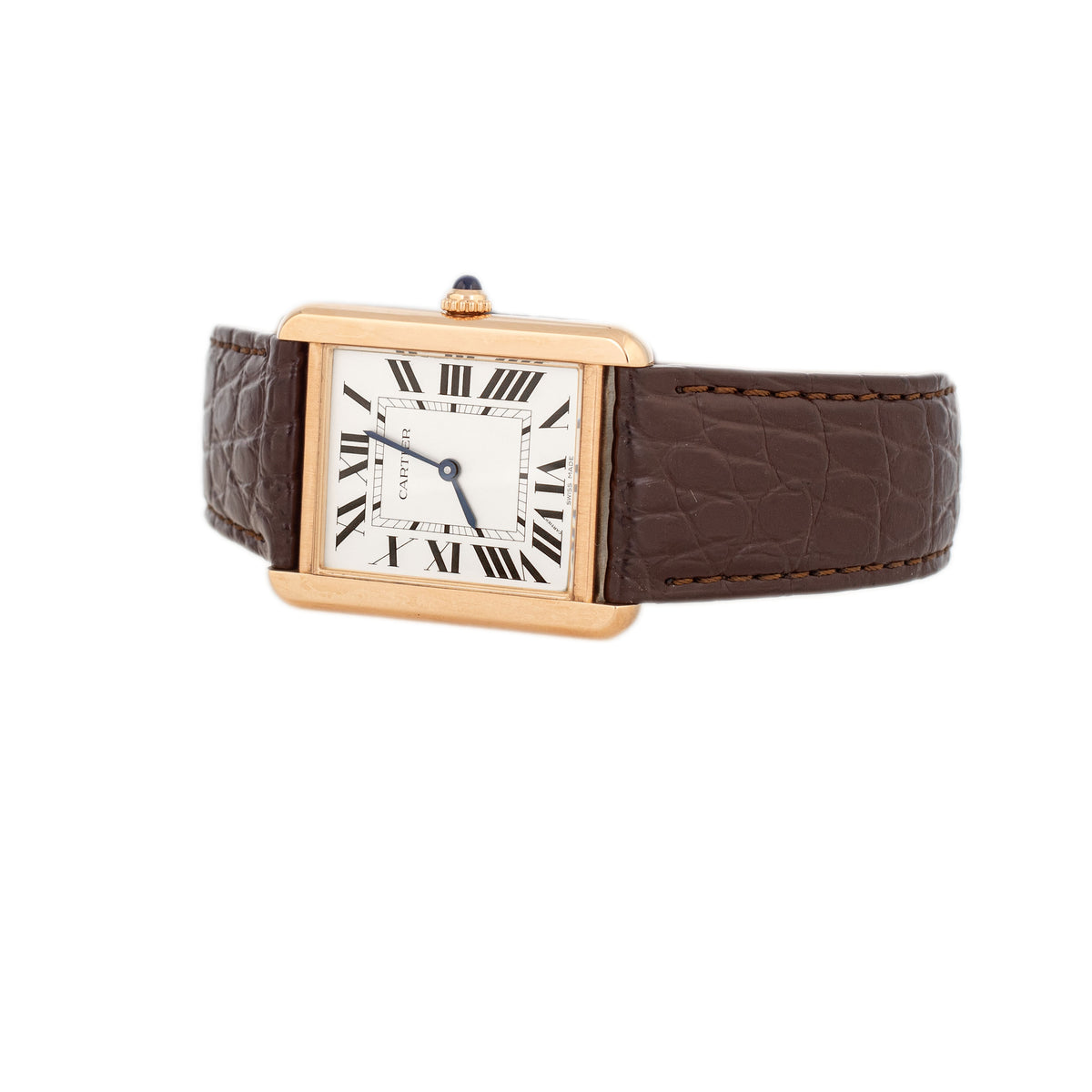 Cartier Tank Solo Rose Gold Silver Dial 34x27mm W5200025 Full Set