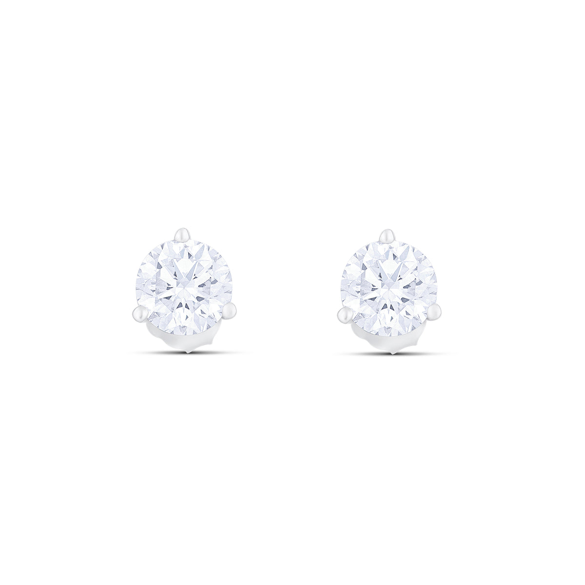 18K White Gold Round Diamond Stud Earrings 1.60cttw