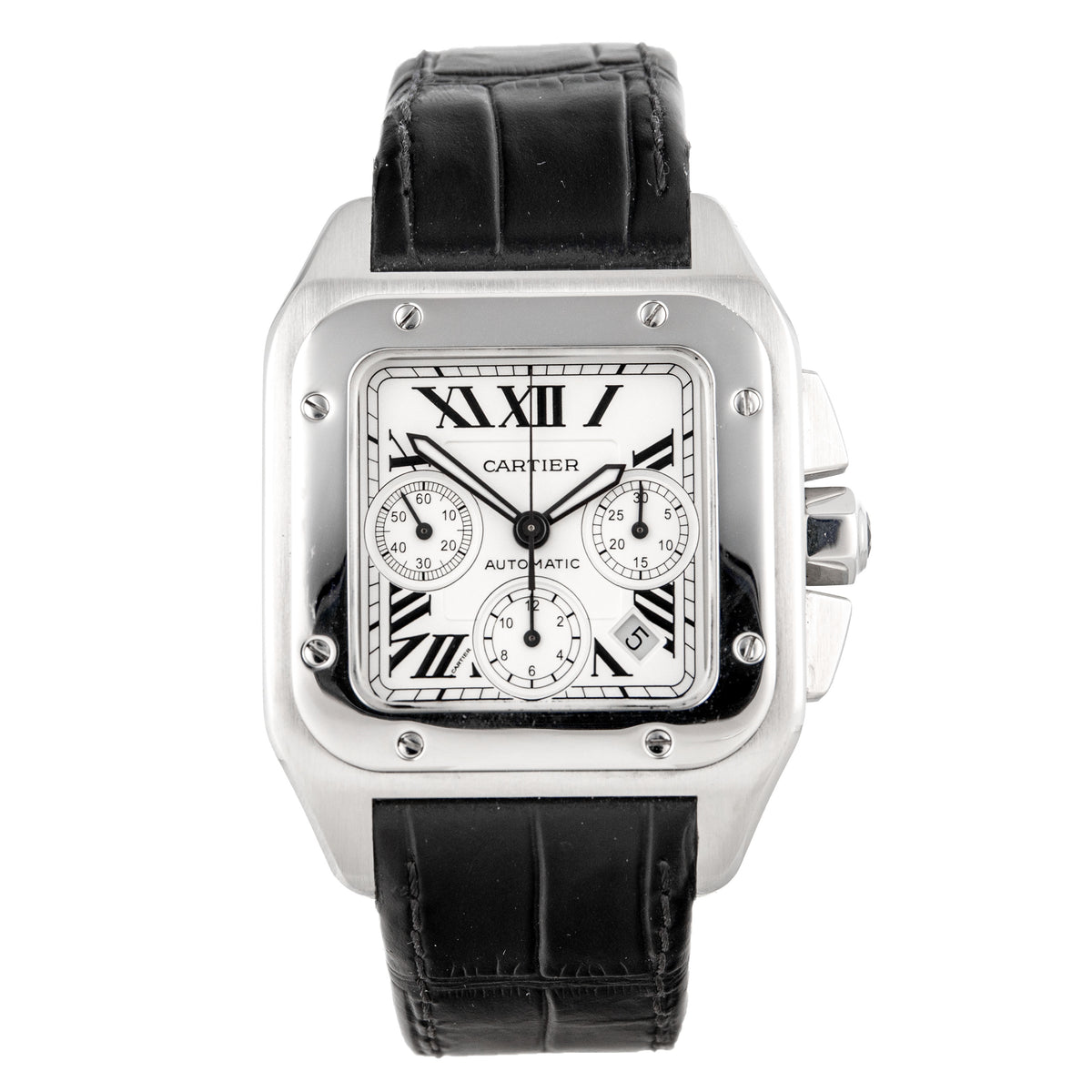 Cartier Santos 100 Stainless Steel Silver Dial 41x55mm W200090X8 Full Set