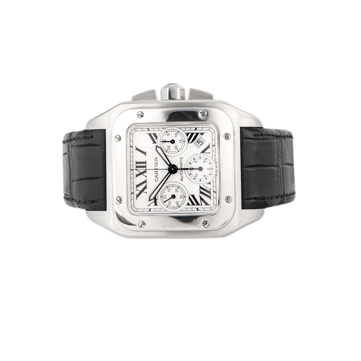 Cartier Santos 100 Stainless Steel Silver Dial 41x55mm W200090X8 Full Set