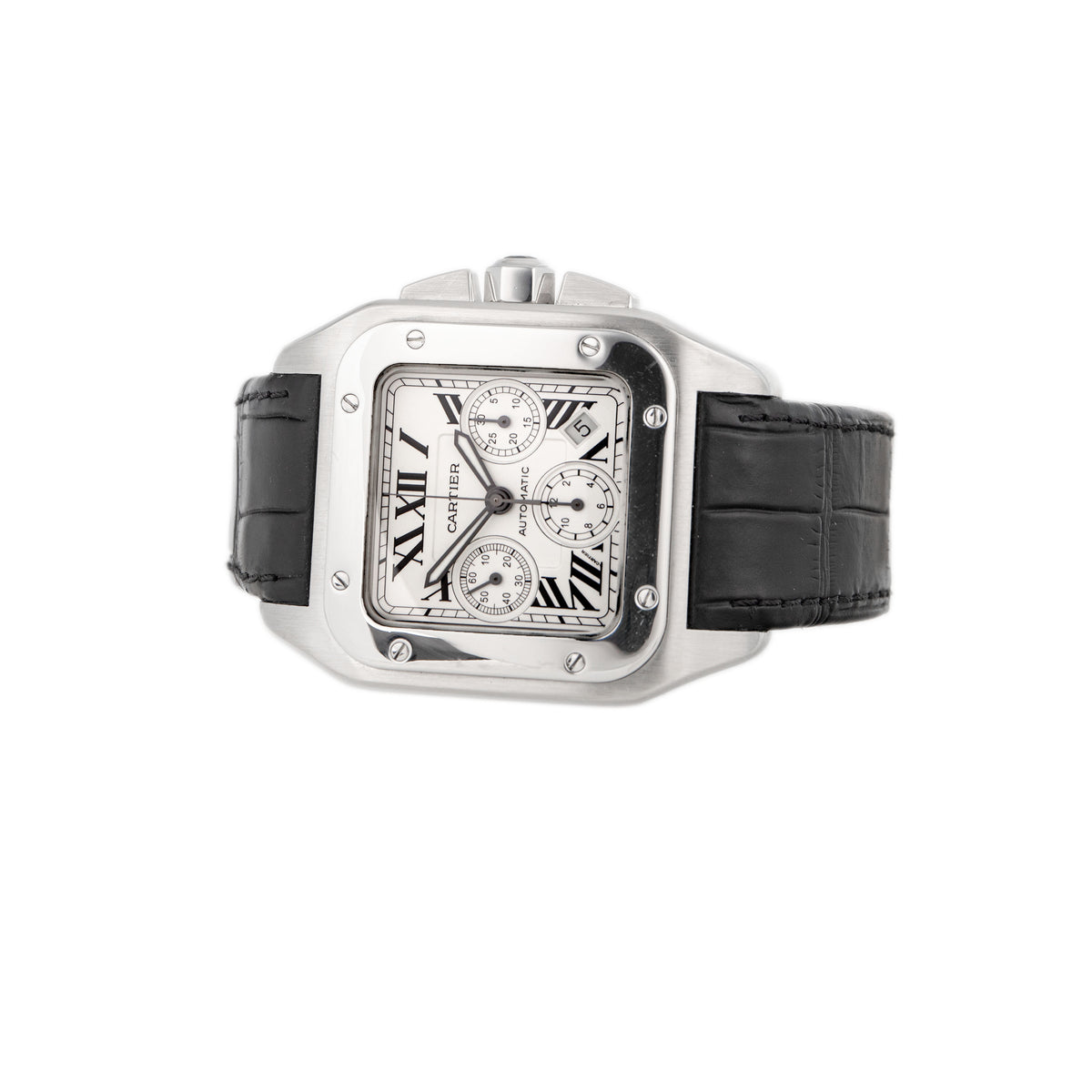 Cartier Santos 100 Stainless Steel Silver Dial 41x55mm W200090X8 Full Set