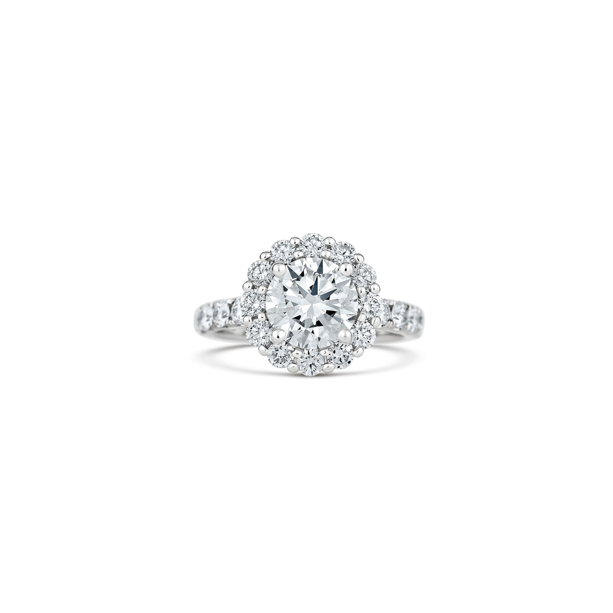 18k White Gold 2.00ct Round Diamond Halo Engagement Ring