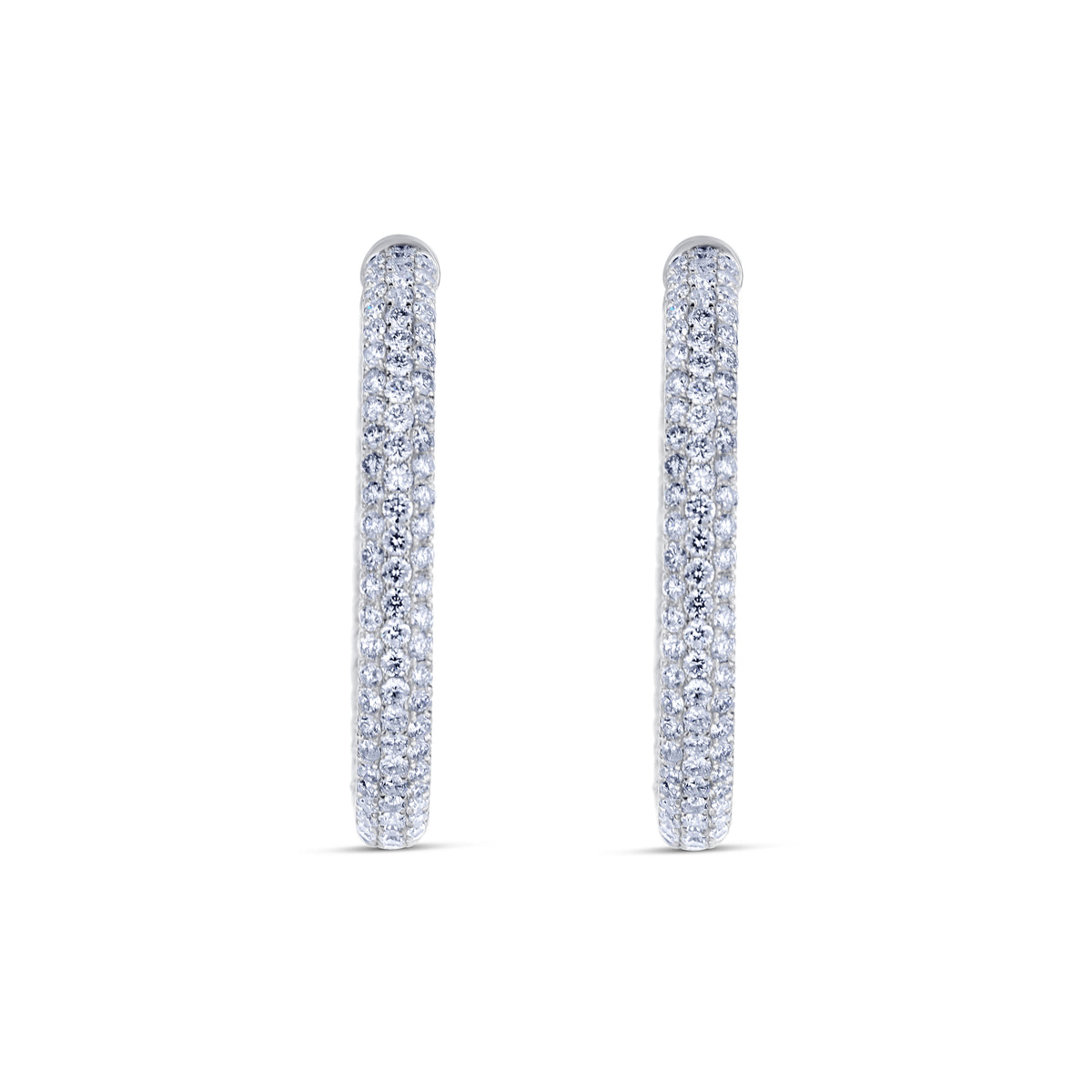 18k White Gold Diamond Pavé Inside Outside Hoop Earrings