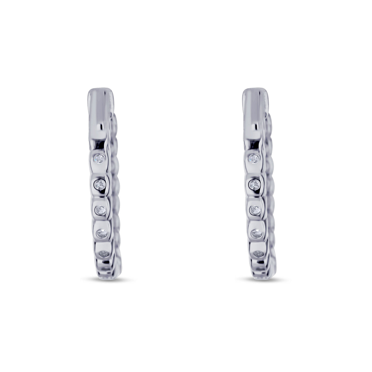 18k White Gold Diamond Inside Outside Hoop Earrings