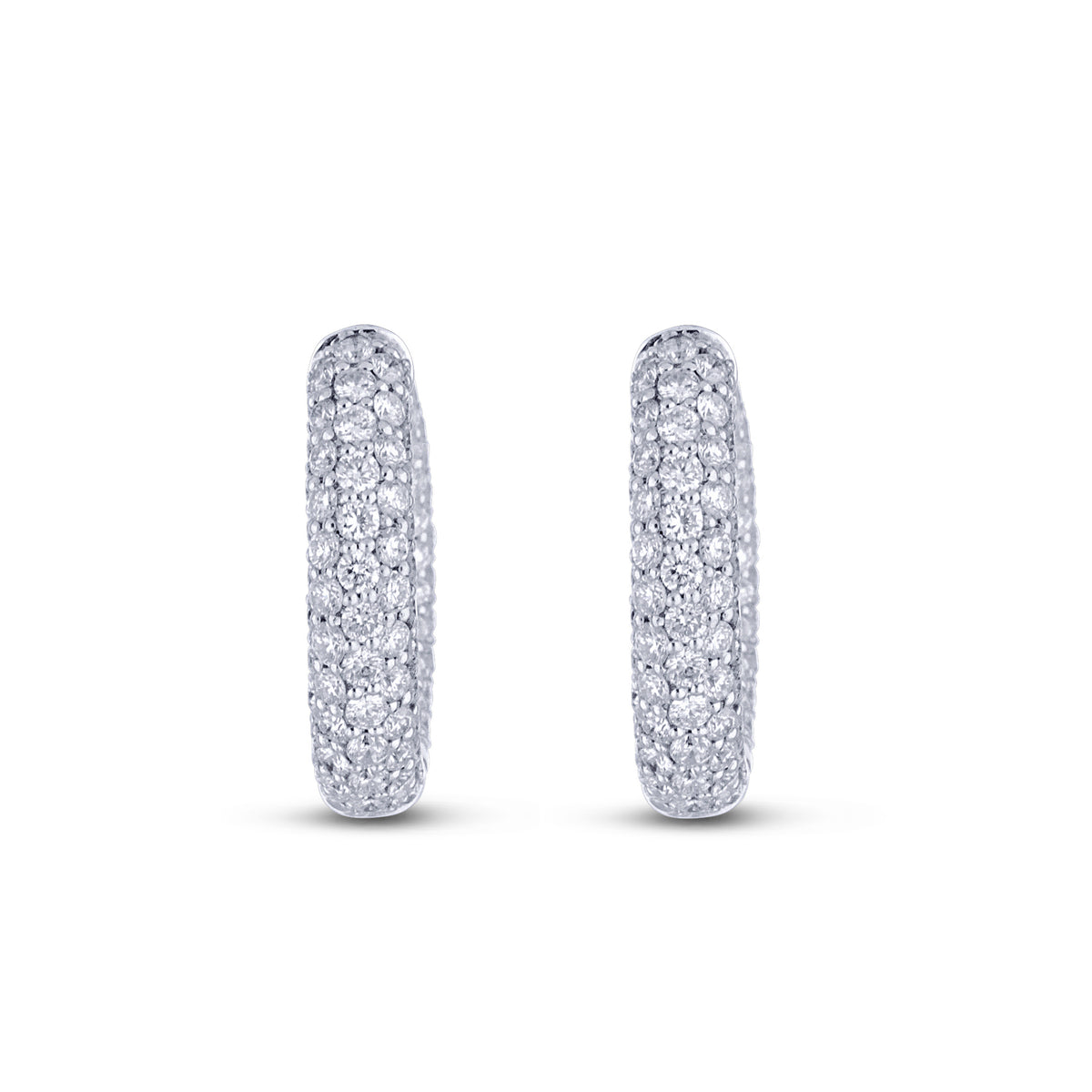 18k White Gold Diamond Pavé Inside Outside Hoop Earrings