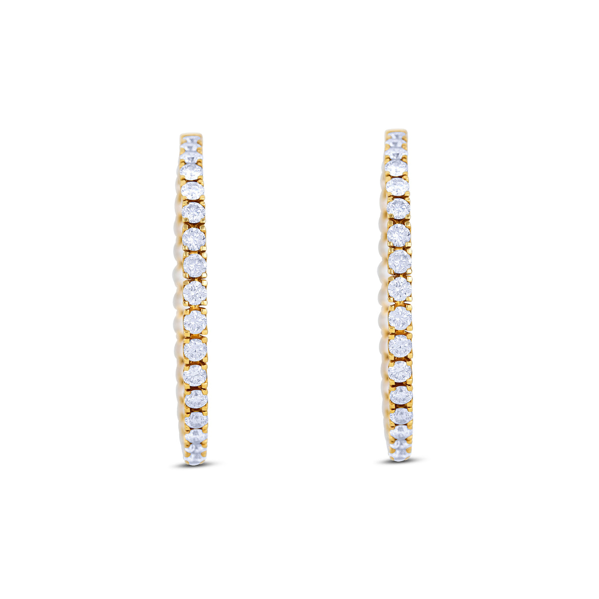 18k Yellow Gold Diamond Inside Outside Hoop Earrings