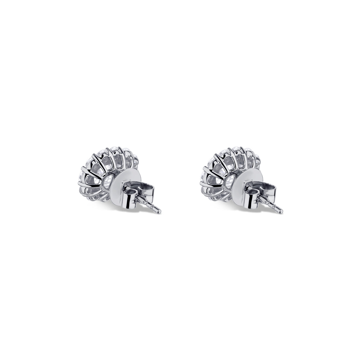 18k White Gold Oval Diamond Halo Earrings