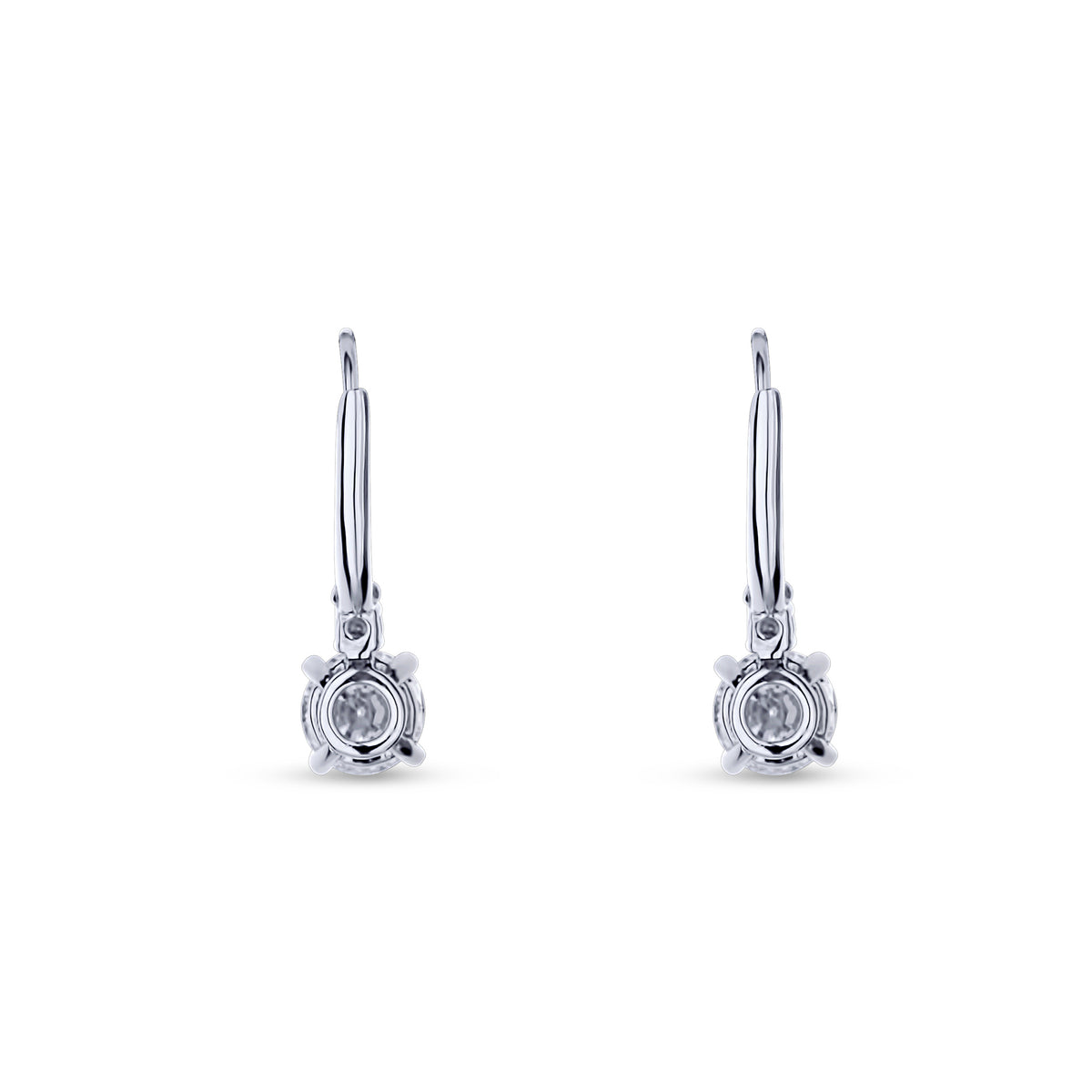 18k White Gold Round Diamond Drop Earrings