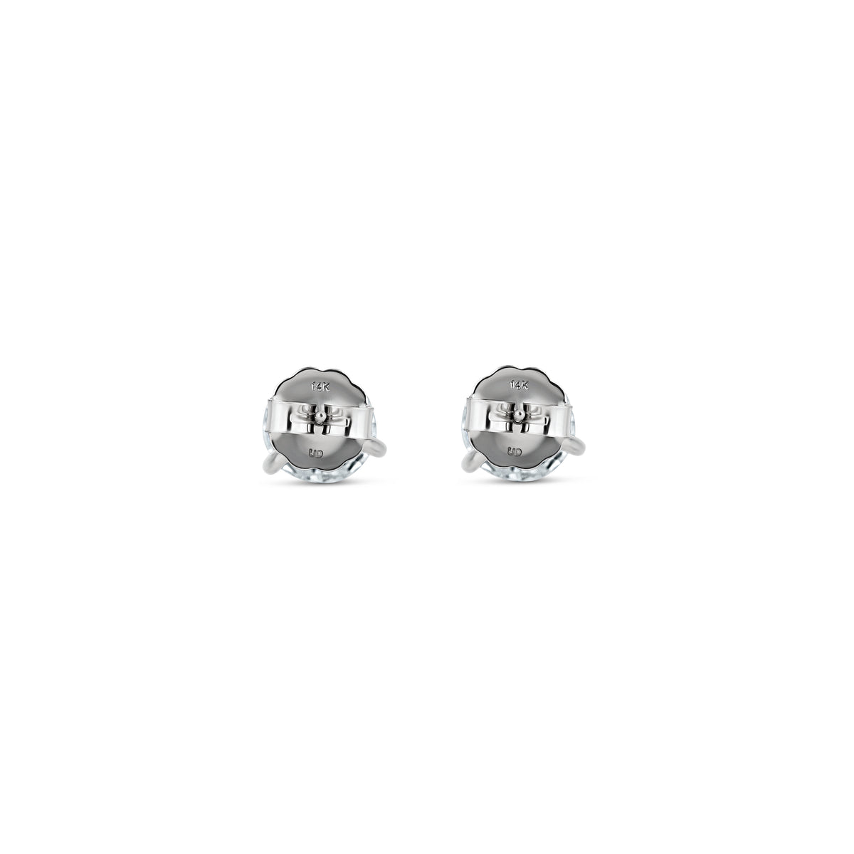 14k White Gold Lab-Grown Round Diamond Three Prong Martini Stud Earrings