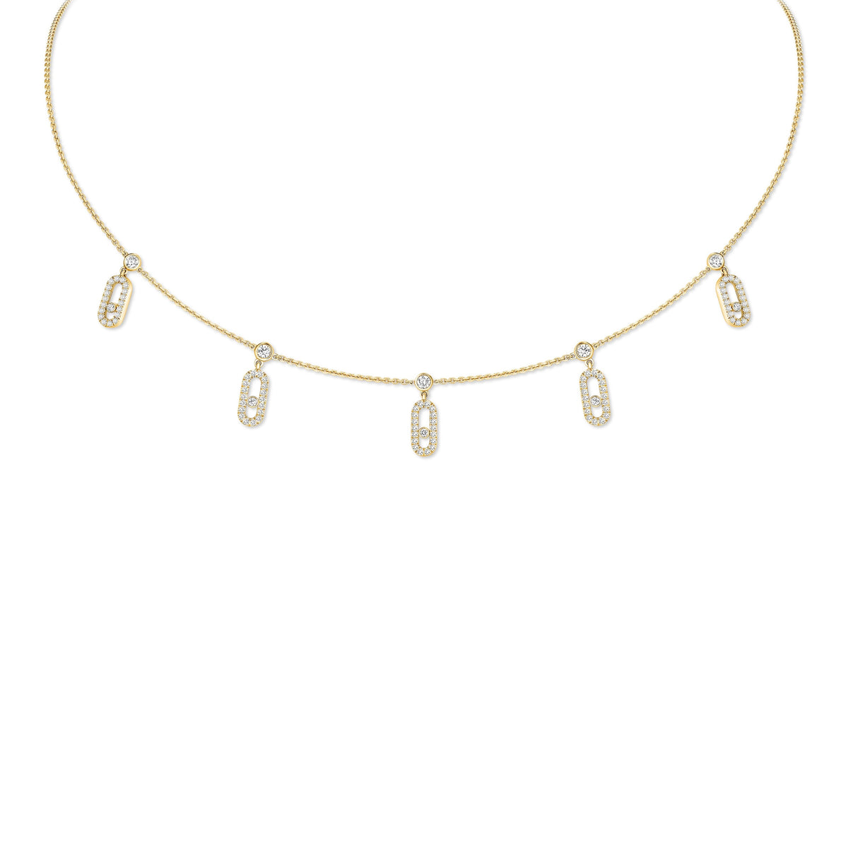 Messika Move Uno 18k Yellow Gold Diamond Pavé Choker Necklace