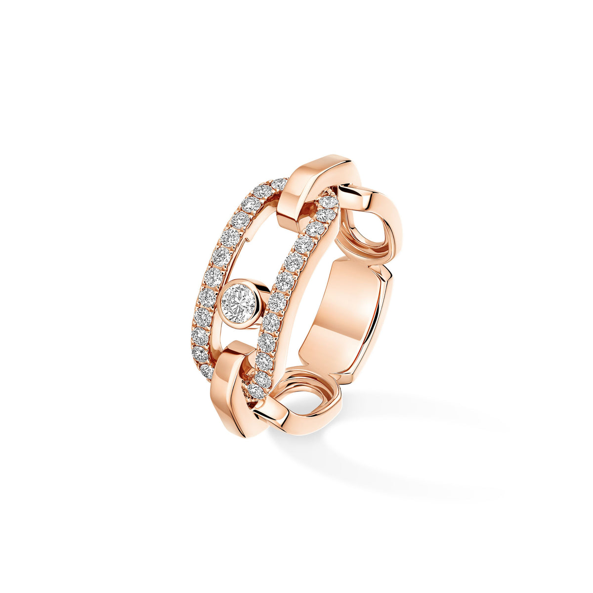 Messika Move Link 18k Rose Gold Diamond Ring