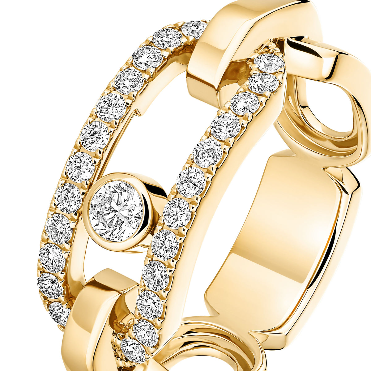 Messika Move Link 18k Yellow Gold Diamond Ring