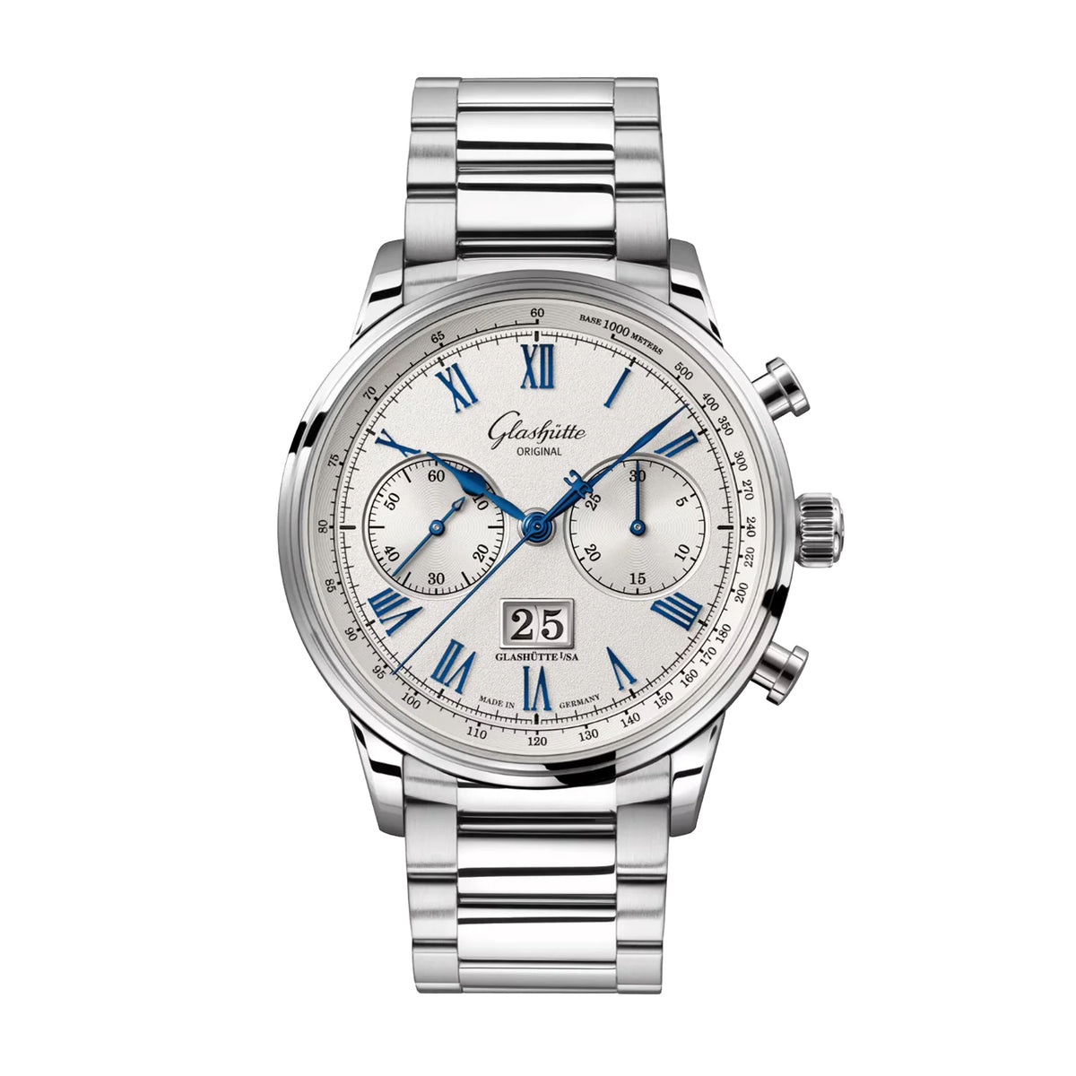 Glashutte Original Senator Chronograph Watch, 41mm Silver Dial, 1-37-24-01-02-71