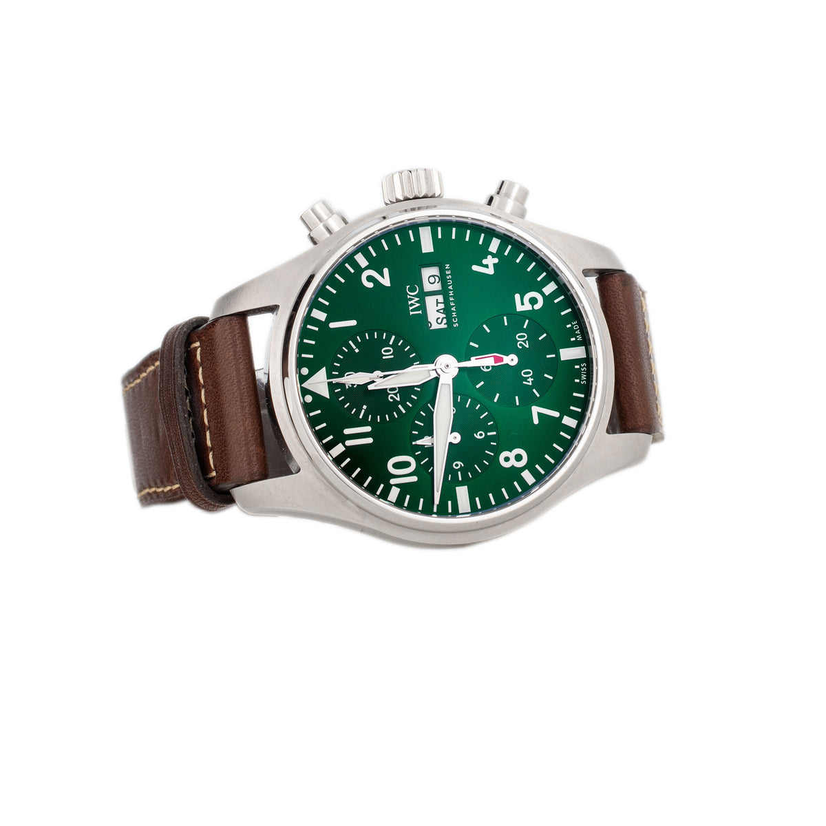 IWC Pilot’s Watch Chronograph 41 Stainless Steel Green Dial 41mm IW388103 Full Set