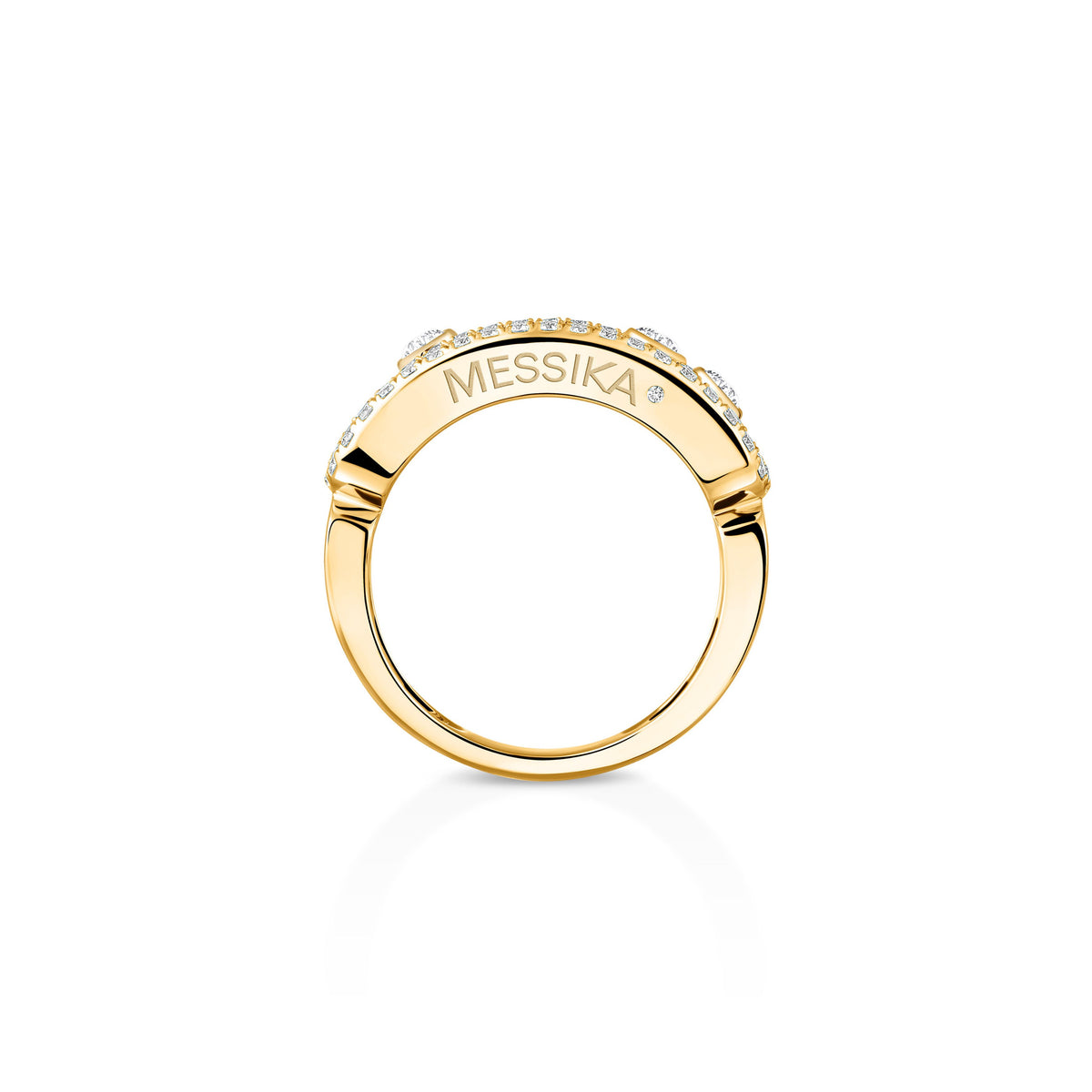 Messika Move Classique Large 18k Yellow Gold Pavé Diamond Ring