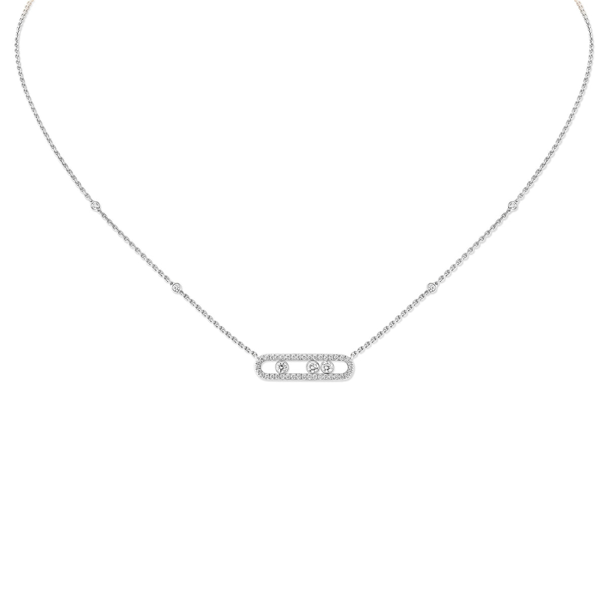 Messika Move Classique Small 18k White Gold Pavé Diamond Necklace