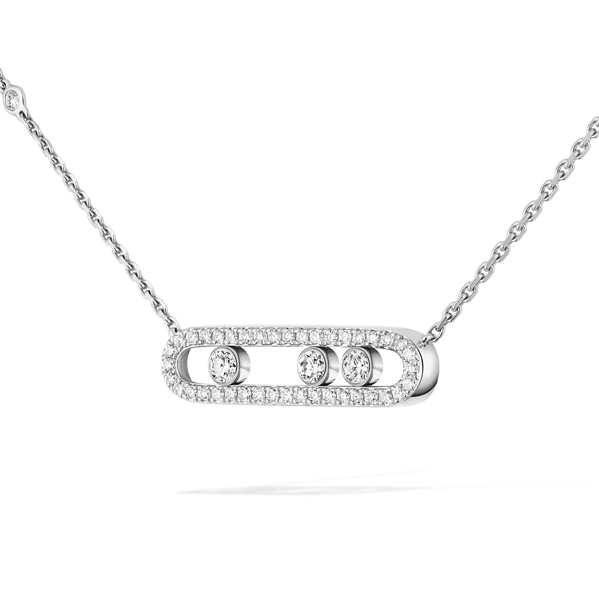 Messika Move Classique Small 18k White Gold Pavé Diamond Necklace