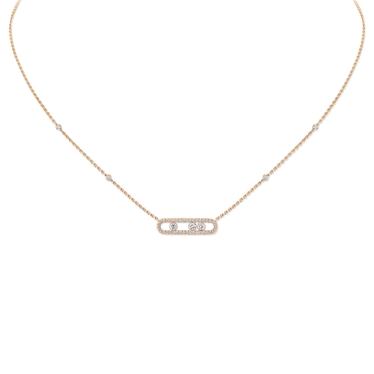 Messika Move Classique Small 18k Rose Gold Pavé Diamond Necklace
