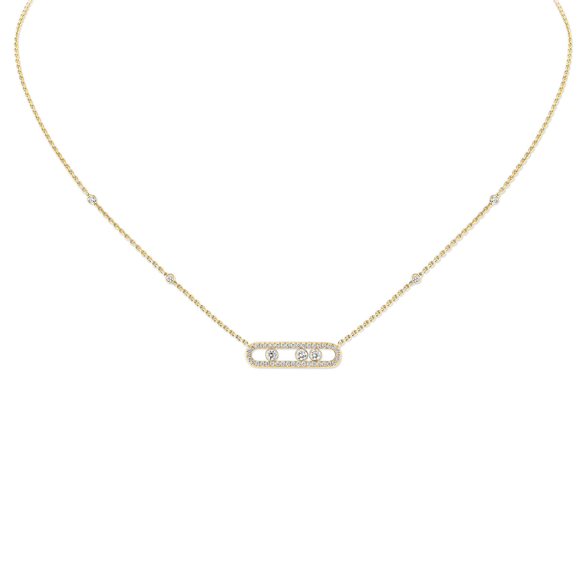 Messika Move Classique Small 18k Yellow Gold Pavé Diamond Necklace