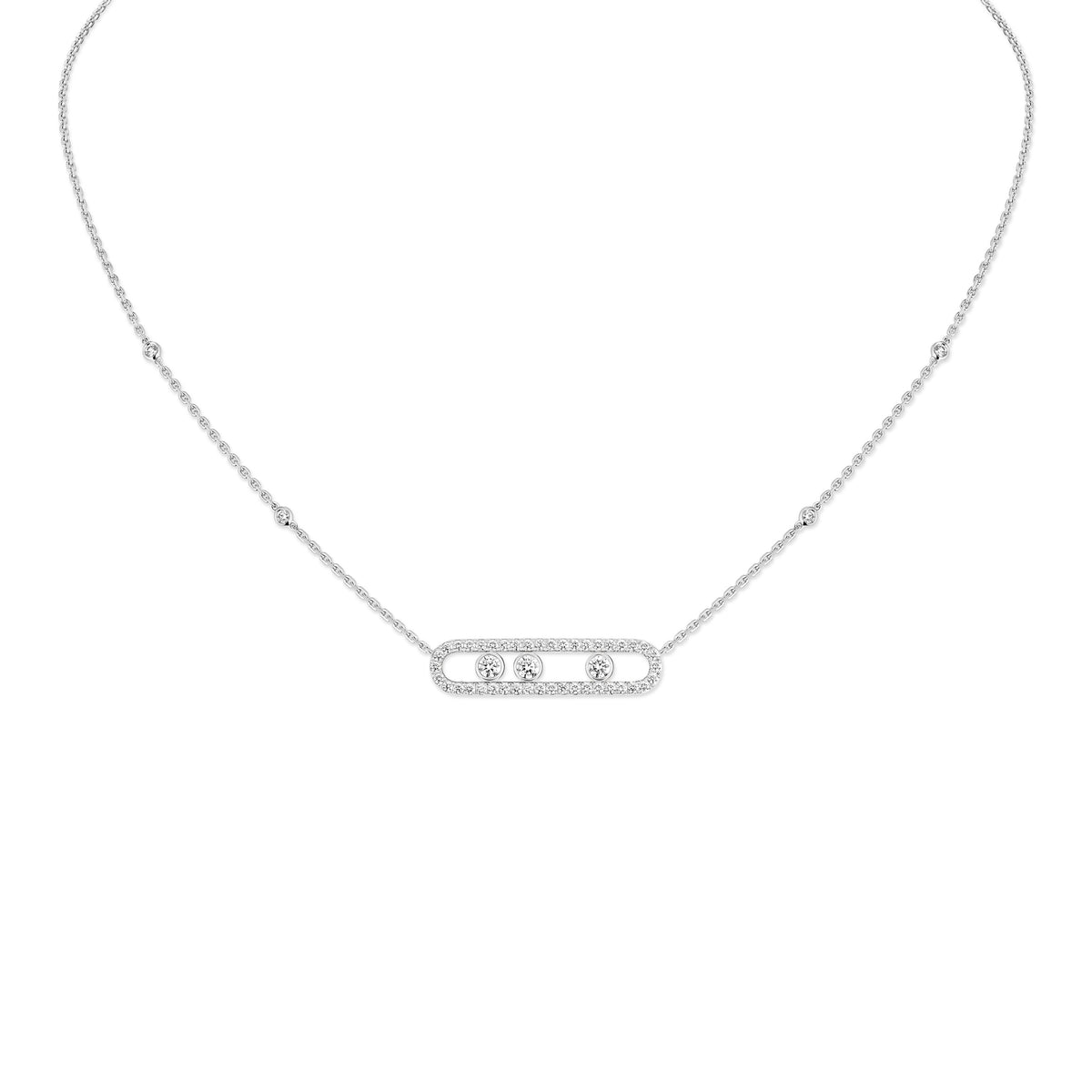 Messika Move Classique Large 18k White Gold Pavé Diamond Necklace