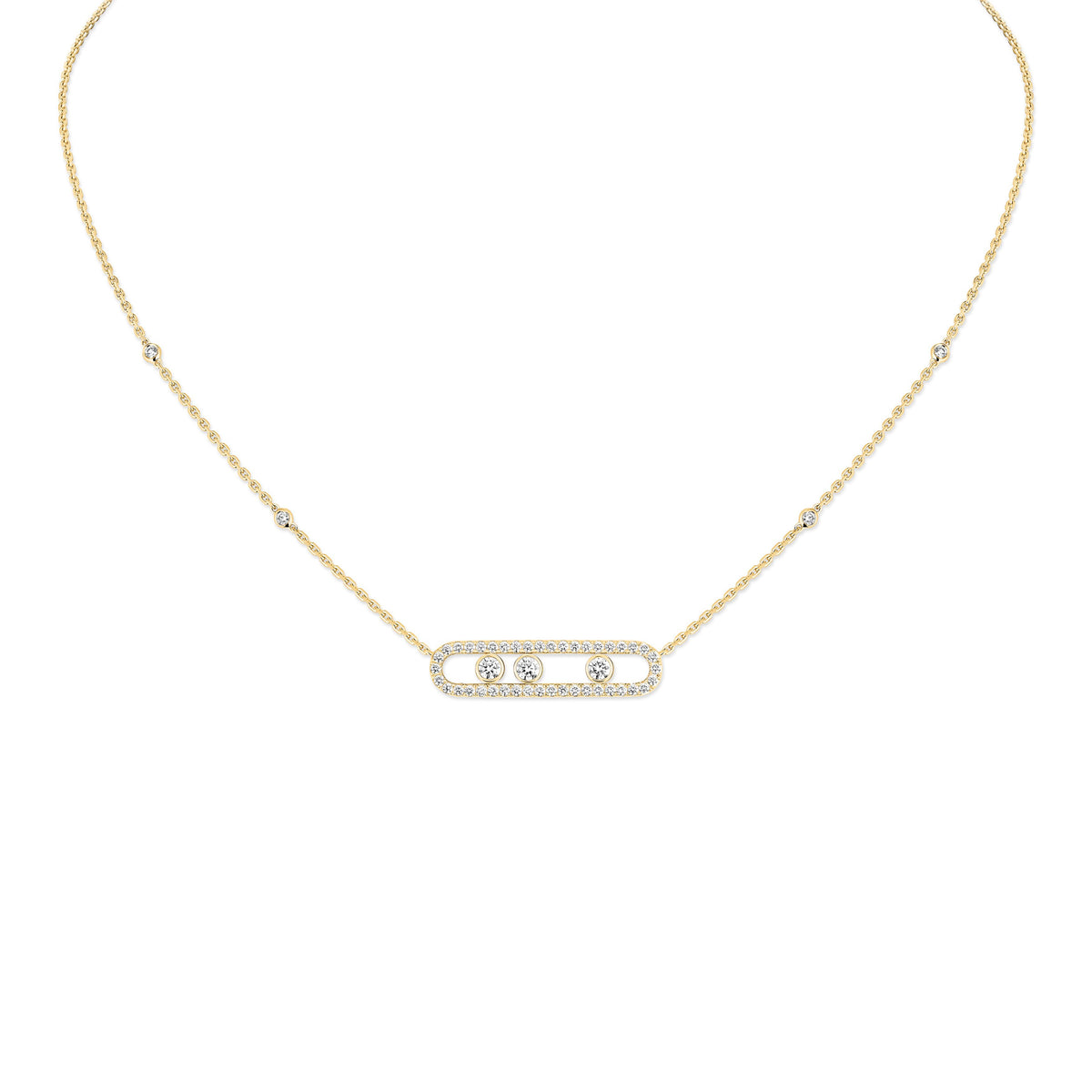 Messika Move Classique Large 18k Yellow Gold Pavé Diamond Necklace