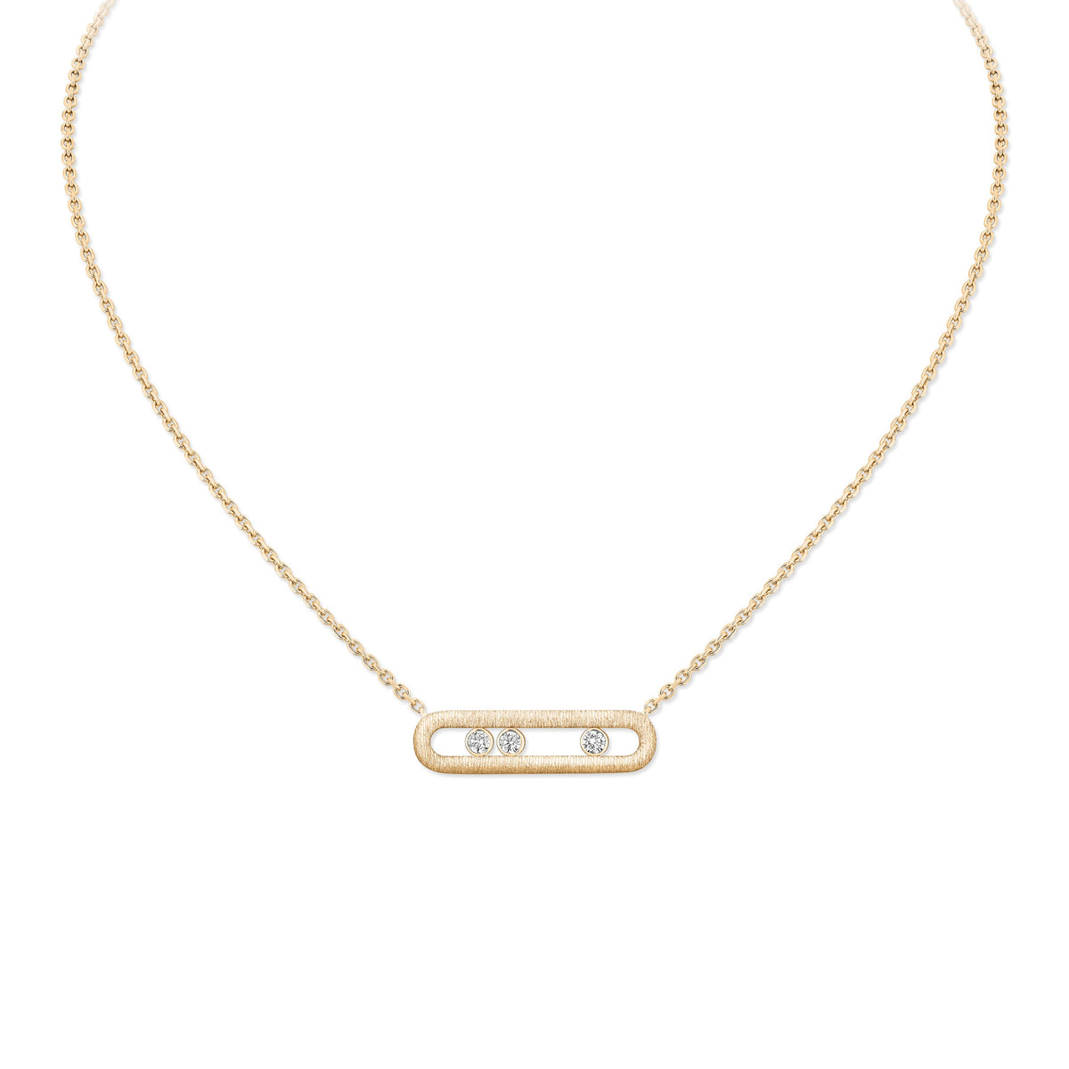 Messika Move Classique Large 18k Yellow Gold Florentine Finish Diamond Necklace