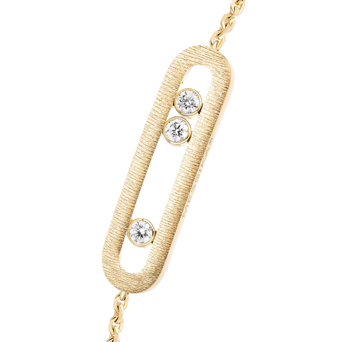 Messika Move Classique Large 18k Yellow Gold Florentine Finish Diamond Bracelet