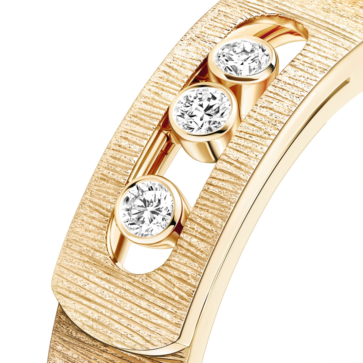 Messika Move Noa Small 18k Yellow Gold Florentine Finish Diamond Ring