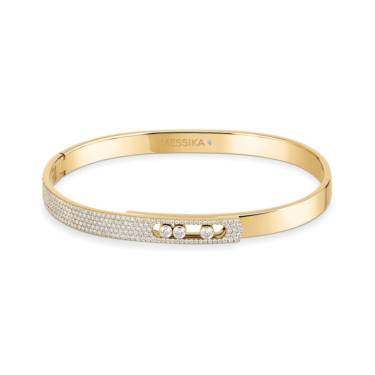 Messika Move Noa Small 18k Yellow Gold Pavé Diamond Bangle Bracelet