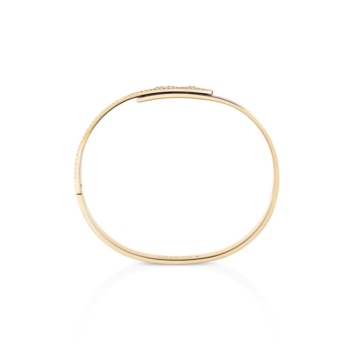 Messika Move Noa Medium 18k Yellow Gold Pavé Diamond Florentine Finish Bangle Bracelet