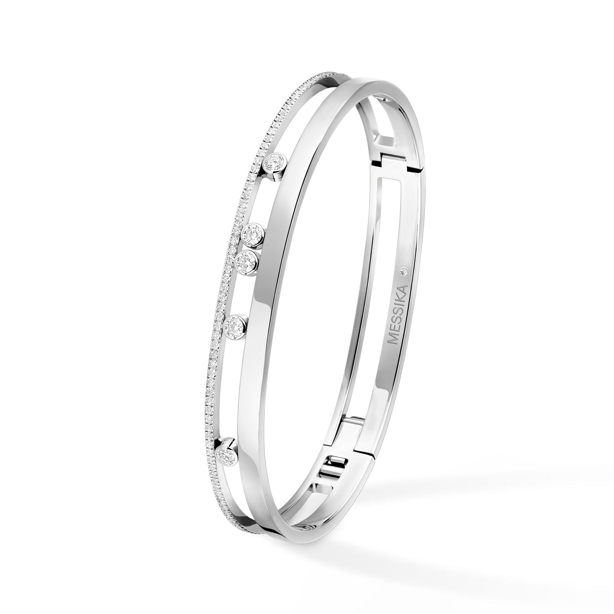 Messika Move Romane Small 18k White Gold Diamond Bangle Bracelet