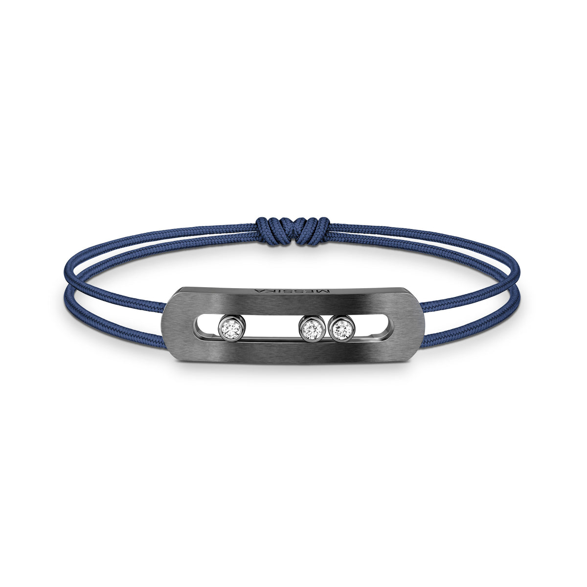 Messika Move Medium Graphite Titanium Diamond Blue Cord Bracelet