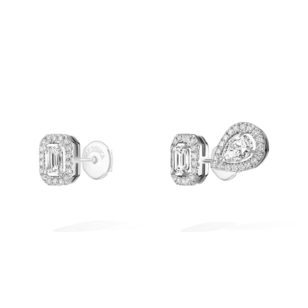 Messika My Twin Small 18k White Gold Diamond Asymmetrical Earrings