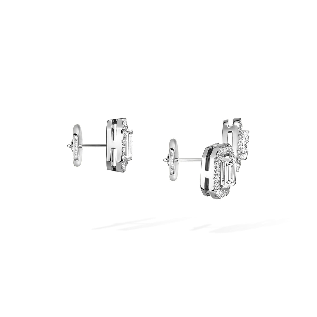 Messika My Twin Small 18k White Gold Diamond Asymmetrical Earrings