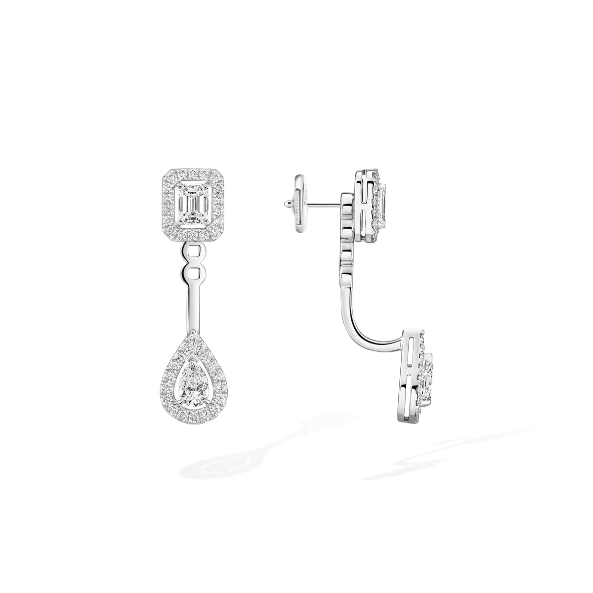 Messika My Twin Small 18k White Gold Diamond Halo Multiwear Earrings