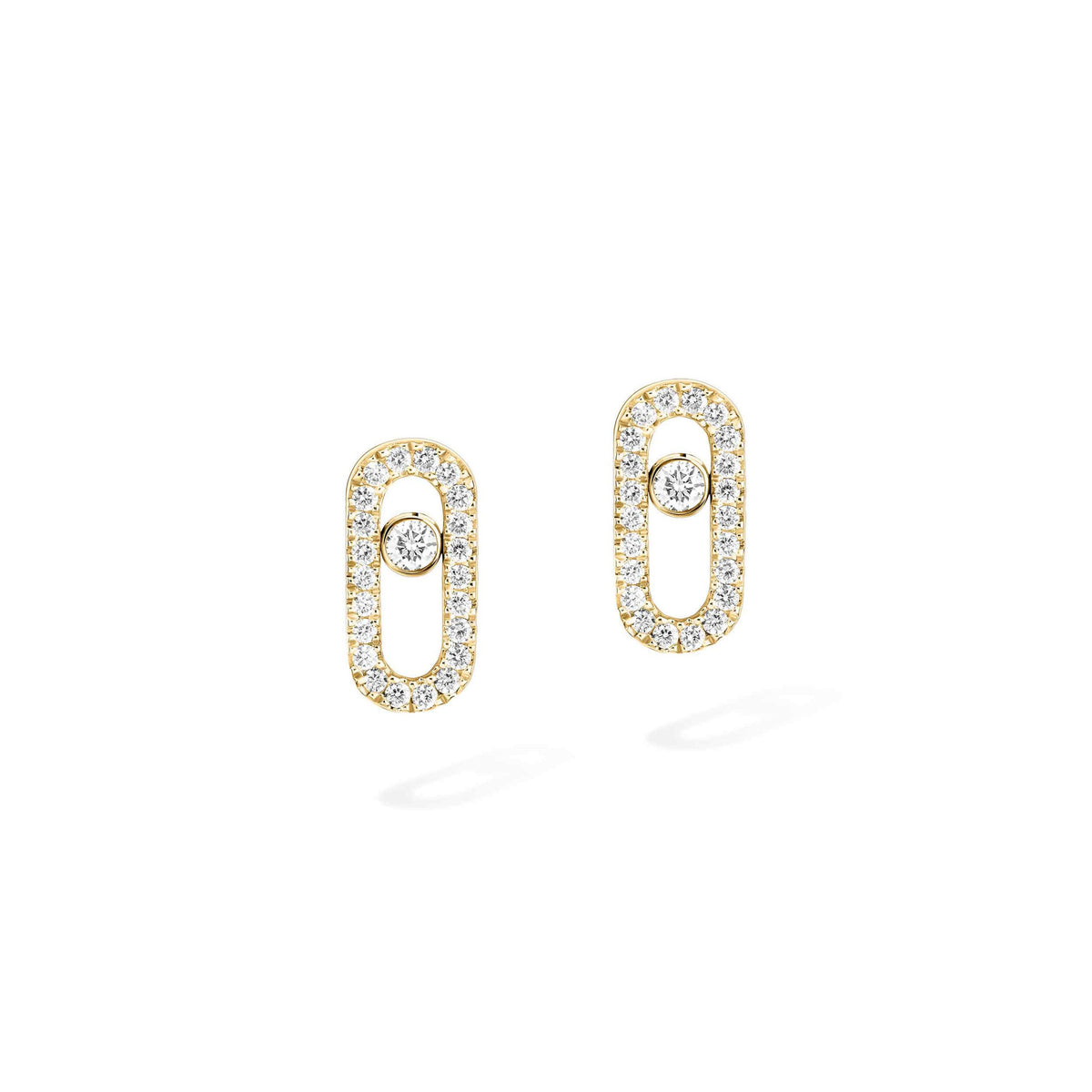 Messika Move Uno 18k Yellow Gold Pavé Diamond Post Earrings