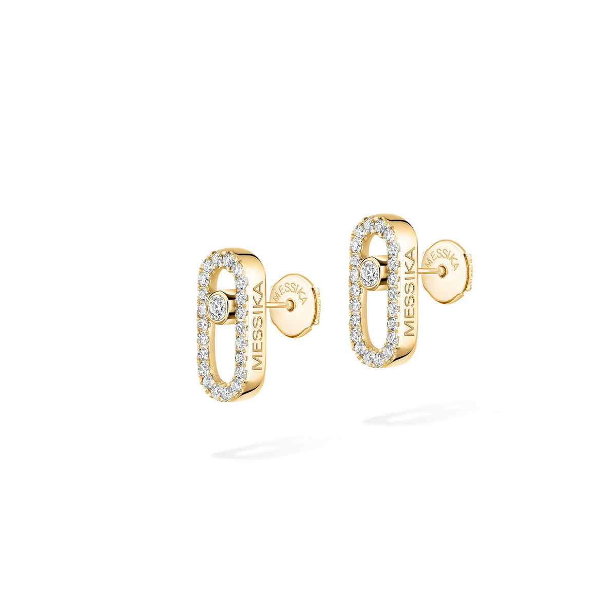Messika Move Uno 18k Yellow Gold Pavé Diamond Post Earrings