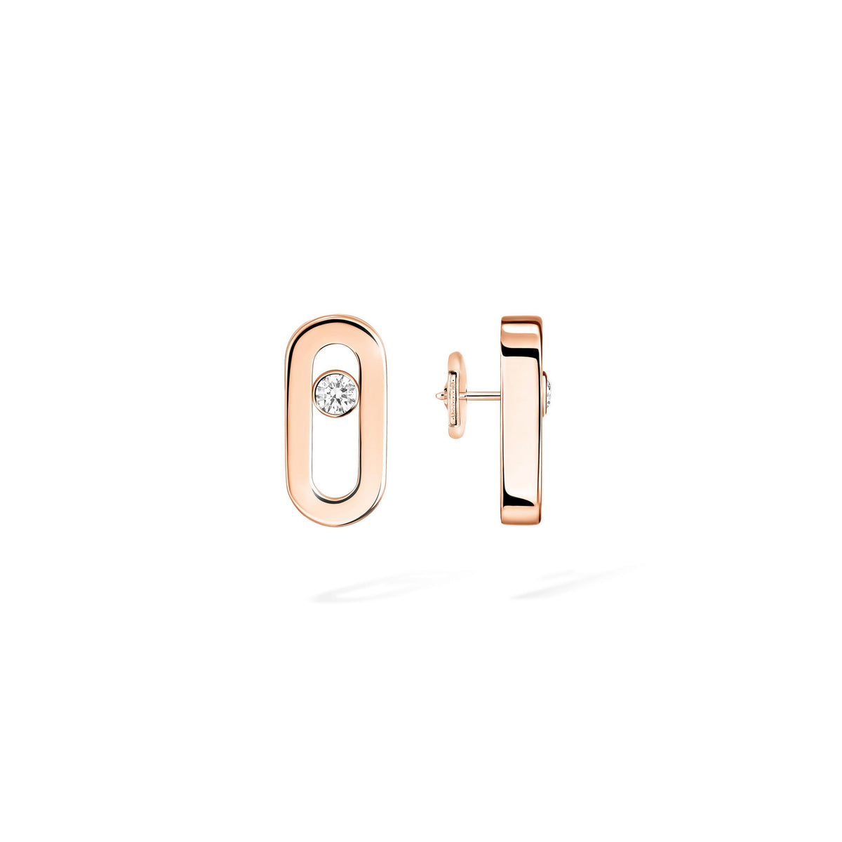 Messika Move Uno 18k Rose Gold Diamond Post Earrings