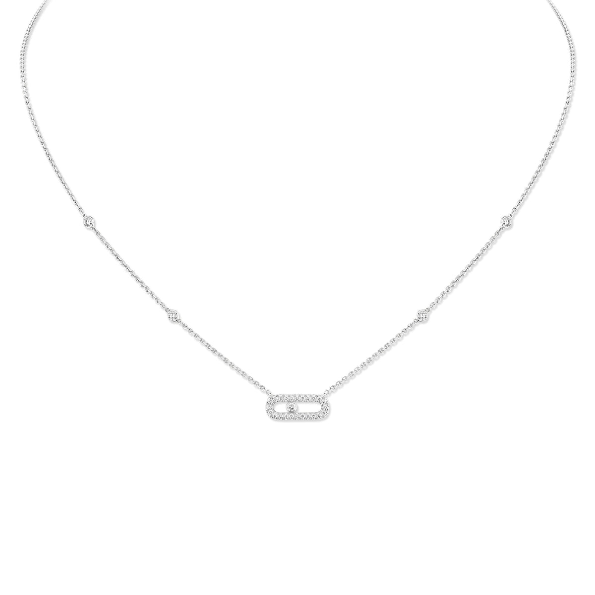 Messika Move Uno 18k White Gold Pavé Diamond Necklace