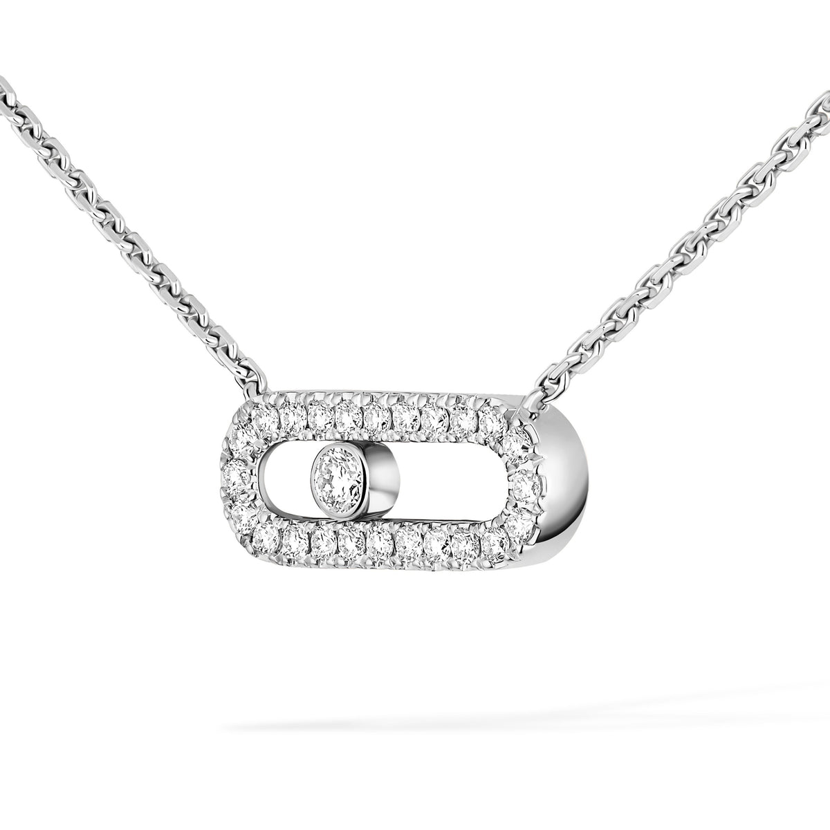 Messika Move Uno 18k White Gold Pavé Diamond Necklace