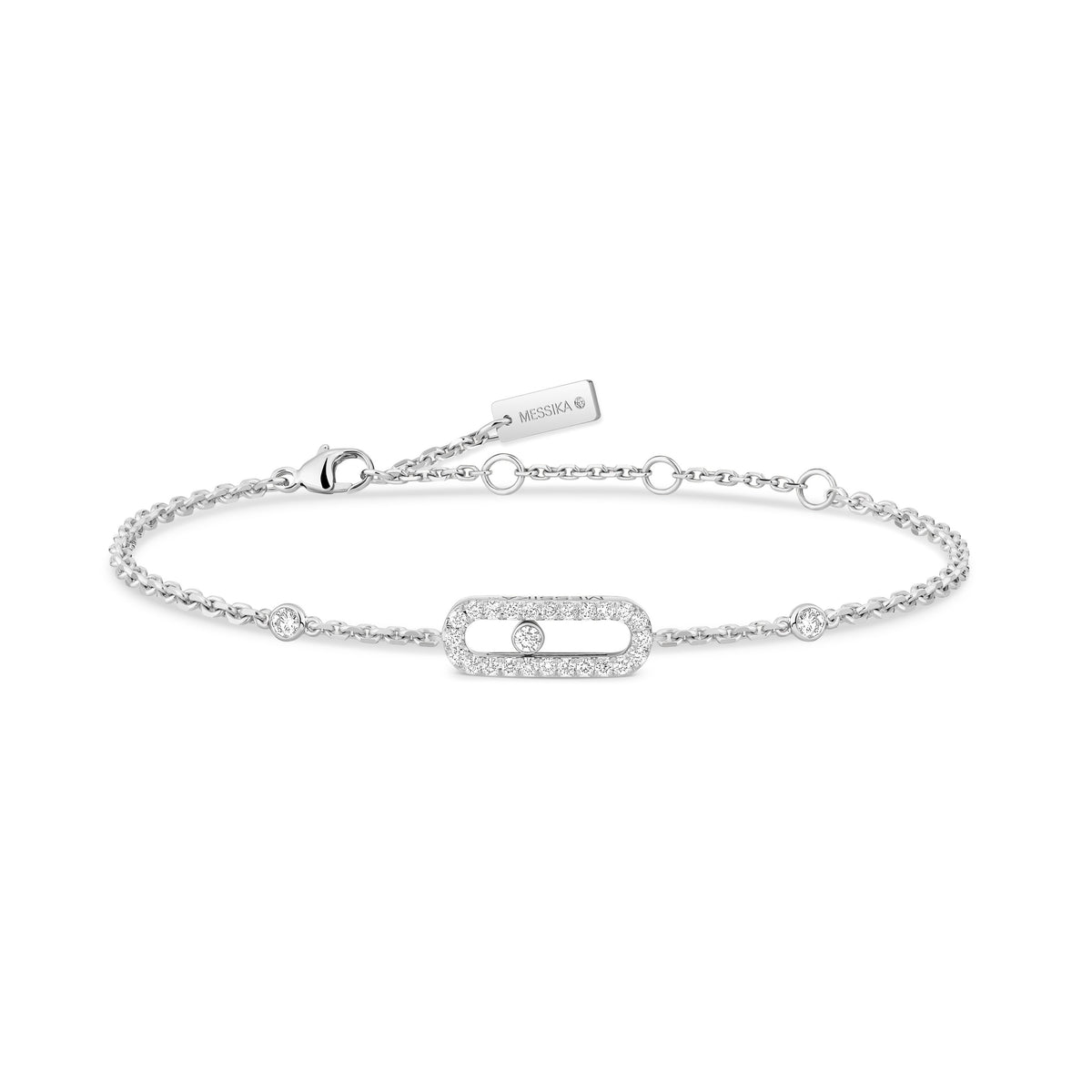 Messika Move Uno 18k White Gold Pavé Diamond Bracelet
