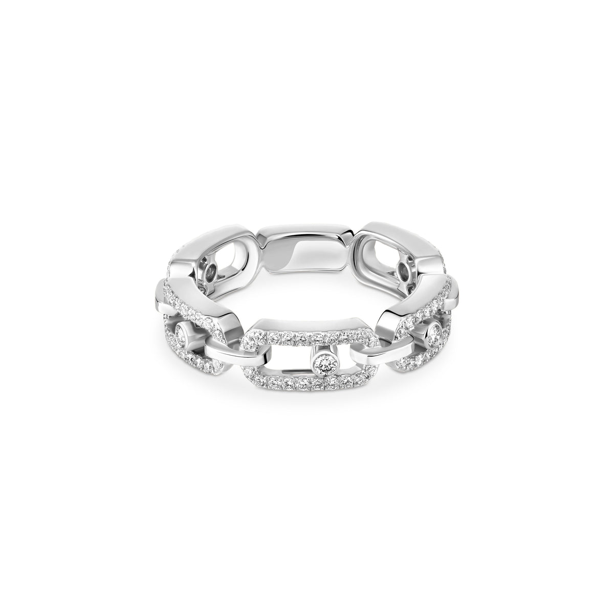 Messika Move Link 18k White Gold Pavé Diamond Ring