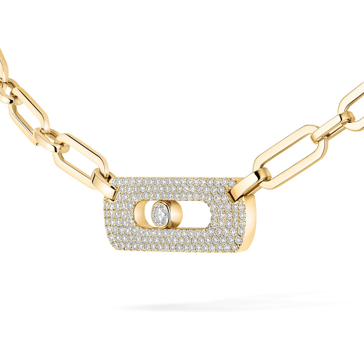 Messika Move Link 18k Yellow Gold Diamond Necklace with Single Pavé Link