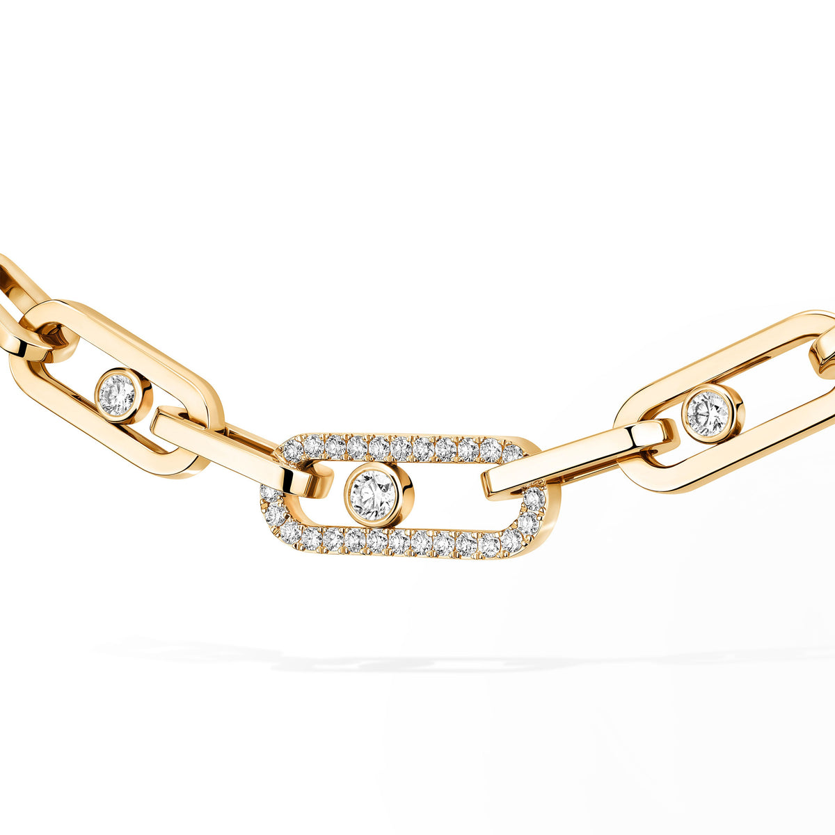 Messika Move Link 18k Yellow Gold Diamond Necklace with Single Pavé Link